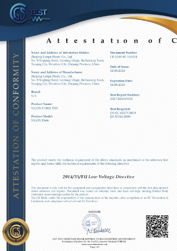 CE Attestation of Conformity